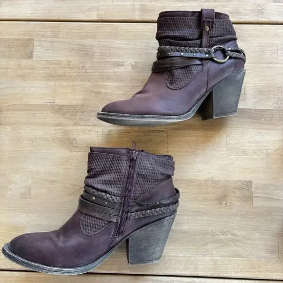 Maurice’s Carol 101878 Western Braided Strappy Ankle Zip Up Bootie Size 9M - Picture 2 of 13